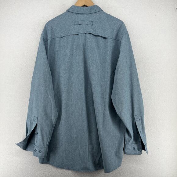 DULUTH TRADING Shirt Mens XLT Tall Stripe Button Up Vented Roll Tab Sleeve Blue - Picture 6 of 16